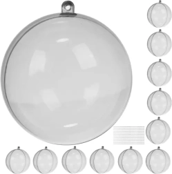 Bolas de Navidad transparentes desmontables 8 cm – set de 12 uds RUHHY