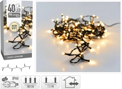 Iluminación LED navideña de 3 m, 40 LED, luz blanca cálida, IP44