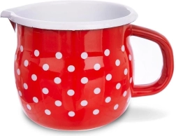 Taza esmaltada con pico vertedor roja con lunares 800 ml
