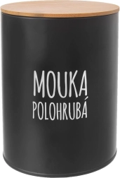 Lata para harina semigruesa con tapa de bambú, negra