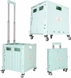 Carrito de compra plegable LUARO con cuatro ruedas y tapa, verde