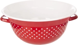 Bol de cocina esmaltado con asas rojo con lunares 34 cm, 9 l