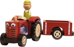 Le Toy Van tractor de madera con remolque para niños