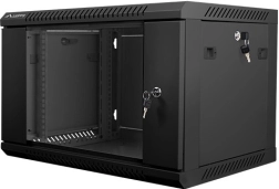 Armario servidor mural 19'' 6U 600x450mm negro con puerta de vidrio