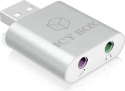 Adaptador de audio USB ICY BOX con salida para auriculares y entrada de micrófono