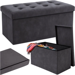 Puf plegable con almacenaje de terciopelo RUHHY 76 × 38 × 38 cm
