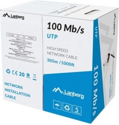 Cable LAN UTP 100 Mb/s 305 m, CCA, negro