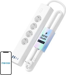 Regleta inteligente Meross MSP844 con carga rápida, 4 tomas + 2× USB‑A + 2× USB‑C (Matter)