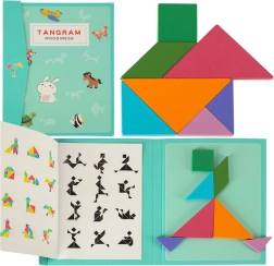 Libro magnético de tangram – rompecabezas lógico Montessori de madera 3D