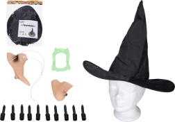 Set para bruja – nariz, barba, dedos, dientes y sombrero