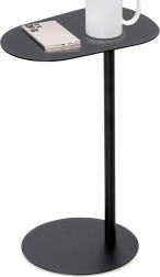 Mesa auxiliar lateral de metal, negra, 35 × 25 × 53 cm
