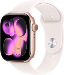 Apple Watch Series 11 GPS 42 mm aluminio en oro rosa con correa deportiva rosa claro S/M