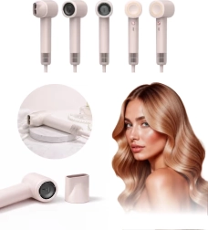 Secador de pelo multifunción 5 en 1 color crema con ionización