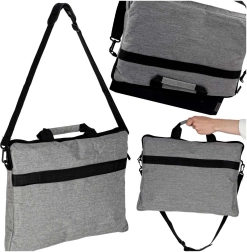 Bolso gris de tela para portátil de 15,6'' con correa ajustable