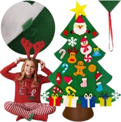 Árbol de Navidad DIY de fieltro con adornos 90 cm