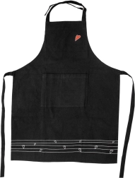Delantal de cocina de algodón con corazón, negro