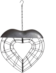 Comedero metálico para pájaros en forma de corazón para bolas de sebo