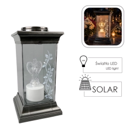 Farol solar con LED y ángel de 28 cm