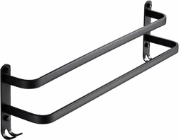 Toallero de pared para baño 60 cm, negro mate