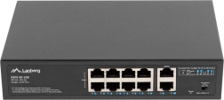 LANBERG switch PoE+ de 8 puertos 10/100 Mb/s con 2× uplink gigabit para rack