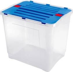 Caja de almacenamiento Heidrun Dragon 100 l, transparente con tapa (mix de colores)