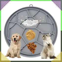 Alfombrilla de lamido de silicona para perros y gatos gris