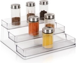 Estantería de cocina transparente de tres niveles 25,5 × 23,5 × 10,5 cm