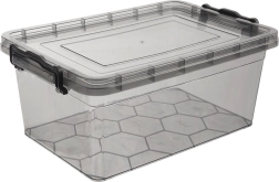 Caja de plástico para alimentos con tapa, gris, 14 l