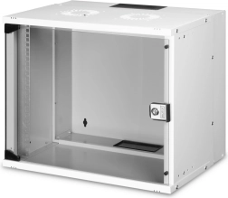 Armario rack mural 19" 9U SOHO PRO con puertas de vidrio, gris