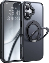 Funda McDodo MagSafe con soporte para iPhone 16 Plus negra