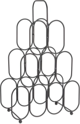 Soporte metálico para vino, negro, 9 botellas, 36 × 56 cm