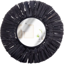 Espejo de pared redondo negro Home Styling Collection 32 cm