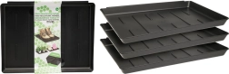 Bandeja de plástico multifunción 35 × 27 × 3 cm, negra (set de 3 unidades)