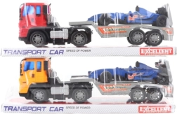 Camión de plástico con coche de Fórmula para niños