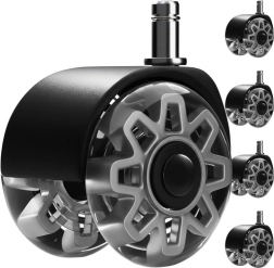 Ruedas grises para silla de oficina 2,5" RUHHY, juego de 5 uds, silenciosas, no rayan el suelo