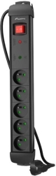 Regleta alargadora con protección contra sobretensiones LANBERG 5 tomas, cable 5 m, disyuntor 10 A