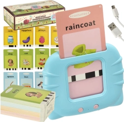 Lector de audio infantil y tarjetas para aprender inglés, 112 tarjetas de doble cara, azul