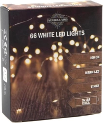 Cadena de luces con temporizador, 66 LED, 100 cm