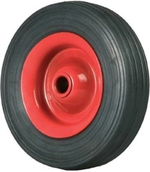 Rueda maciza para carretilla de mano 120 mm con disco metálico y buje liso de 12 mm