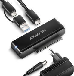 Adaptador USB‑C 10Gbps a SATA para SSD/HDD 2.5"/3.5" FASTPORT X con fuente de alimentación y cable de 60 cm