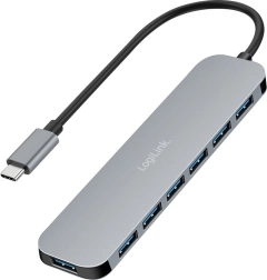 Hub USB-C LogiLink de 7 puertos USB 3.2 con USB‑A, 5 Gb/s y alimentación de 20 W