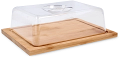 Tabla de servir de bambú con tapa transparente 25 × 19 × 7,5 cm