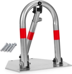 Barrera de aparcamiento abatible de 45 cm con candado y bandas reflectantes