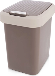 Papelera de plástico 12 l marrón con tapa abatible