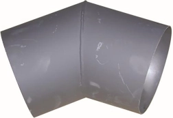 Codo de humos 125 mm, 45°, grosor 1,5 mm, negro