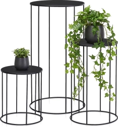 Soporte metálico para flores negro – juego de 3 uds (16×19 / 18×29 / 21×39 cm)