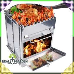 Estufa cohete plegable para camping con parrilla