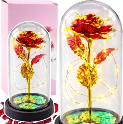 Rosa roja eterna en una cúpula de vidrio con iluminación LED