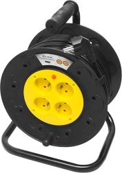 Cable alargador con 4 tomas con puesta a tierra 50 m en bobina PVC