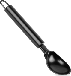 Cuchara para helado de acero inoxidable, negra, 19 cm
